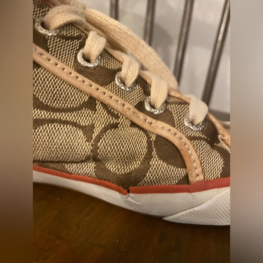 Coach Barrett Pumpkin Spice Leather Trim Sneaker
